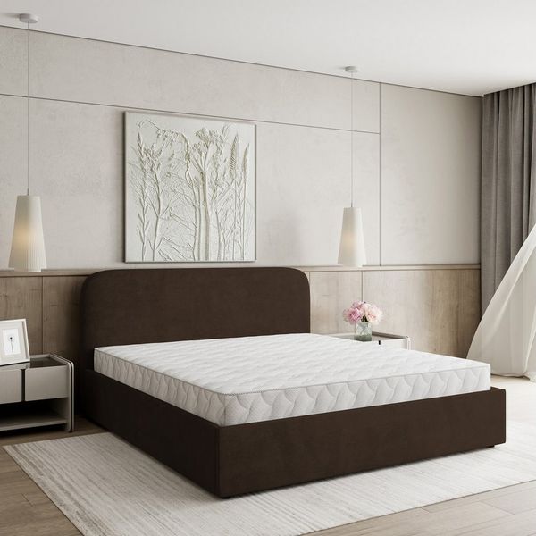 Masseno Polsterbett RENIVE 180x200 cm braun (mit Bettkasten und Lattenrost)
