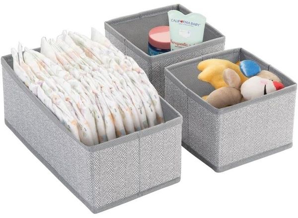 Aufbewahrungsbox Stoffkisten Organizer mDesign 3er Set 2 Größen grau