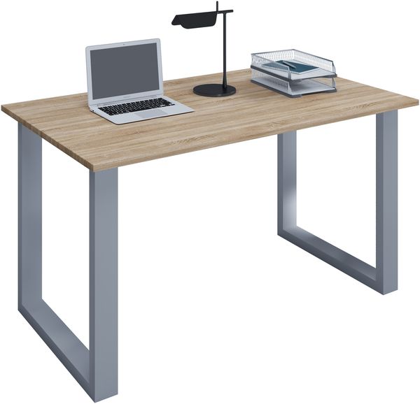 VCM Schreibtisch Lona 914773 Silber / Sonoma-Eiche H. 76 x B. 140 x T. 80 cm
