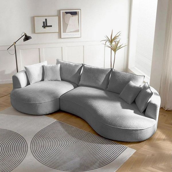 Skye Decor Ecksofa, Großes L Sofa mit Bouclé-Bezug – 30 DNS Schaum, pflegeleicht