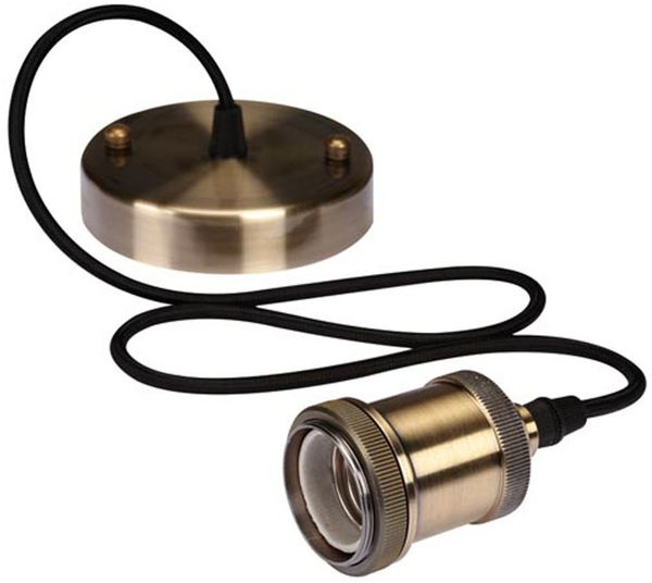Universal Schnurpendel Retro mit E27 LED, Bronze / Kabel Textil schwarz, Ø 8,5cm Bild 3