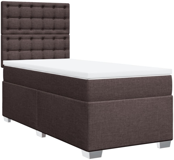 vidaXL Boxspringbett mit Matratze Dunkelbraun 100x200 cm Stoff 3292716 Bild 2