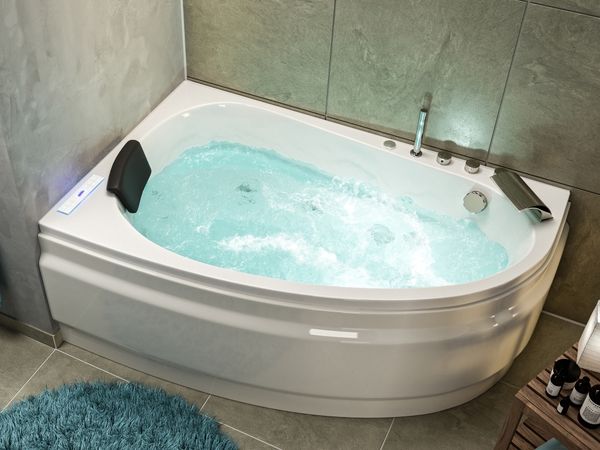 Langeck Whirlpool Stardust 150x95 links Made in Germany 22 Düsen mit Armatur : Mit Armaturen