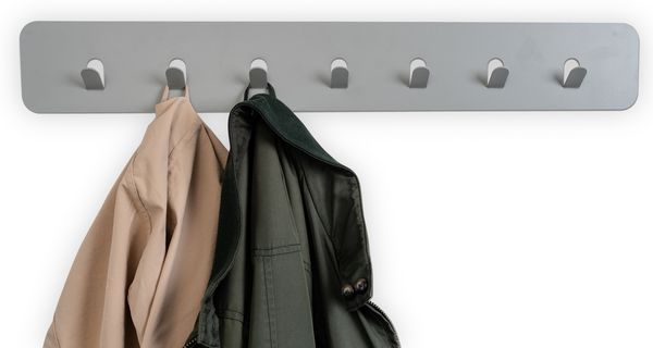 Garderobenleiste >Tilly 3< 7 Haken, in grau, Metall - 70x10x3cm (LxHxT)