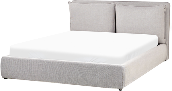 Bett mit Stauraum BAJONNA Stoff Hellgrau 160 x 200 cm Bild 6