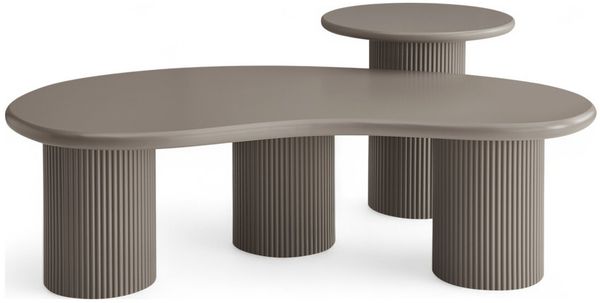 Couchtisch Evan 2er-Set Ø50/130x70 cm, Taupe