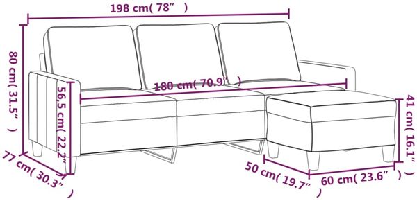 vidaXL 3-Sitzer-Sofa mit Hocker Hellgelb 180 cm Stoff 3201042 Bild 7