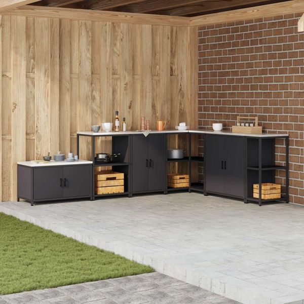 vidaXL Küchenaufbewahrung HATTEM Schwarz 60 x 50 x 92 cm Stahl 874989