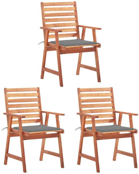 vidaXL Garten-Essstühle 3 Stk. mit Kissen Massivholz Akazie 3064348