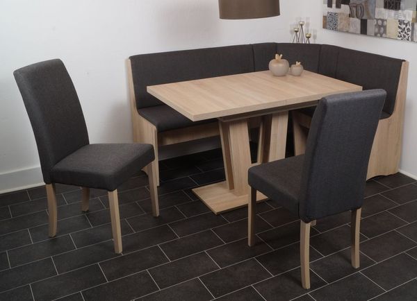 Eckbank Eckbankgruppe DUISBURG mit Säulentisch Varese Sonoma ausziehbar