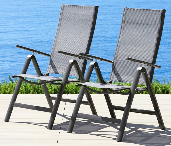 Carrara Gartensessel, klappbar, graphit/diamantbraun, 2er Set