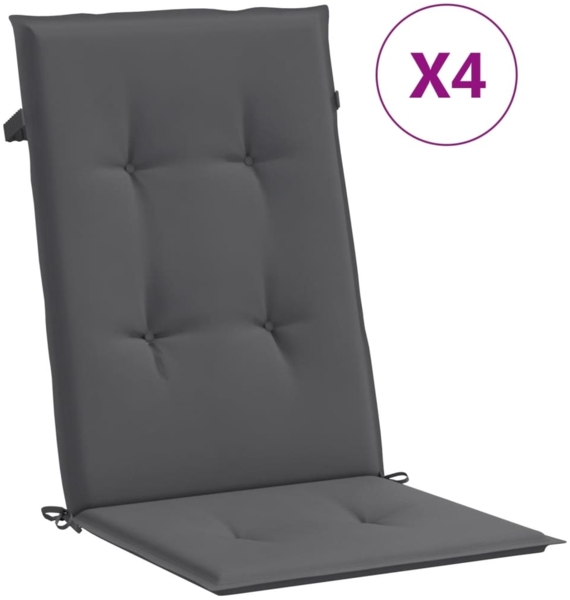 vidaXL Gartenstuhlauflagen für Hochlehner 4 Stk. Anthrazit 120x50x3 cm 43178