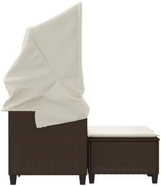 vidaXL Gartensofa 2-Sitzer mit Dach und Hockern Braun Poly Rattan 365782 Bild 4