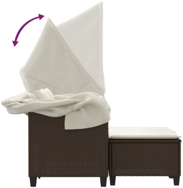 vidaXL Gartensofa 2-Sitzer mit Dach und Hockern Braun Poly Rattan 365782 Bild 9