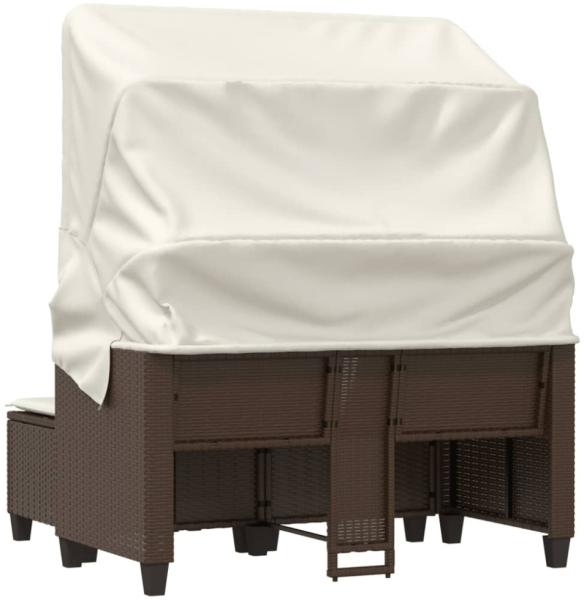 vidaXL Gartensofa 2-Sitzer mit Dach und Hockern Braun Poly Rattan 365782 Bild 7