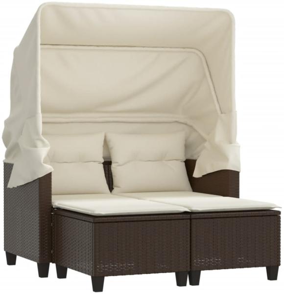 vidaXL Gartensofa 2-Sitzer mit Dach und Hockern Braun Poly Rattan 365782 Bild 8
