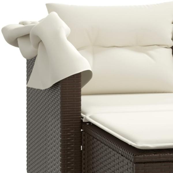 vidaXL Gartensofa 2-Sitzer mit Dach und Hockern Braun Poly Rattan 365782 Bild 2