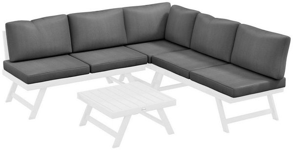 Outsunny Sitzgruppe 4-tlg. Gartenmöbel-Set mit Ecksofa, Doppelsofa, Couchtisch, (Balkonmöbel-Set, 4-tlg, Gartenlounge-Set), mit Sitzkissen für Terrasse, Grau