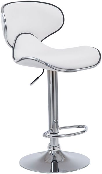 Barhocker FAMIR - Kunstleder Weiß 46x49x88 cm Silber | Barstuhl Mit Lehne Tresenhocker Tresenstuhl Kneipenhocker Kneipenstuhl