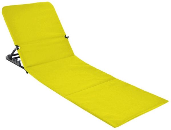 Strandmatte klappbar mit verstellbarer Rückenlehne - gelb - Liegematte faltbar mit Tragegurt - Strandliege Sonnenliege Gartenliege Sonnenmatte Liegematte für Garten Camping Picknick Reise Urlaub