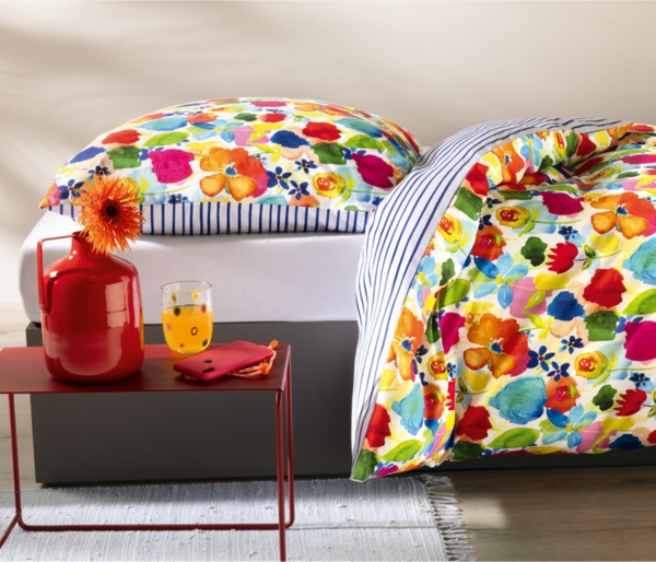 Sympathica Satin Bettwäsche 135x200 cm Blumen Wende Floral Watercolor 3951