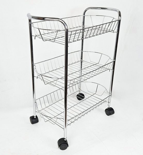 Yudu Küchenwagen Küchen- / Servierwagen 3 Schubkörbe/Gitterkörbe Chrom