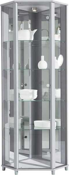 fif möbel Vitrine TRIO Höhe ca. 172 cm Eckvitrine/Glasvitrine 1x Glastür, perfekt für Sammler, Sammlervitrine