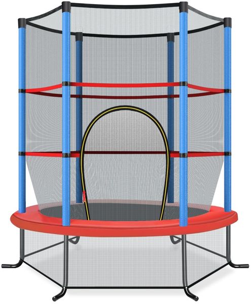 Ø165cm Gartentrampolin mit Sicherheitsnetz Trampolin bis 135KG belastbar für Kinder ab 3 Jahre Marineblau