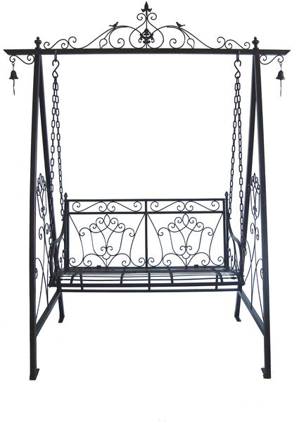 Gartenschaukel RICO - 178cm Breit, Stahl, Schwarz, Rost-Optik, mit Kettenaufhängung | Metallschaukel Garten Gartenbank hängend