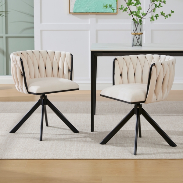 LVHOM Esszimmerstuhl 2er-Set, 180° drehbar mit runden Rückenlehne, Wohnzimmerstuhl aus Samt, bis 150 kg, für Homeoffice