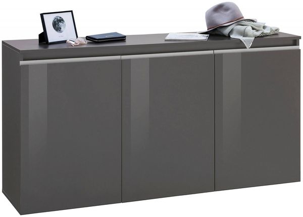 Dmora Kommode Andesina, 3-türiges Küchen-Sideboard, Wohnzimmer-Buffet, 100 % Made in Italy, 150 x 40 x 81 cm, glänzendes Anthrazit, Bild 6
