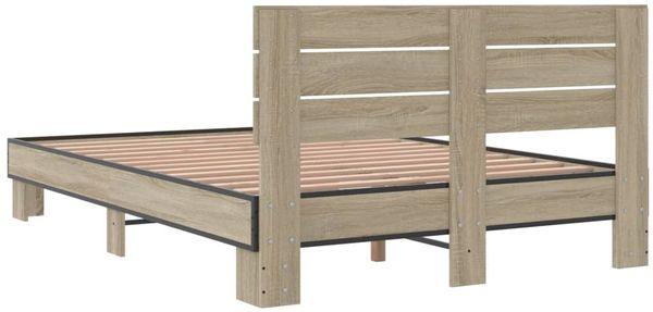 vidaXL Bettgestell Sonoma-Eiche 140x200 cm Holzwerkstoff und Metall 3280148 Bild 6