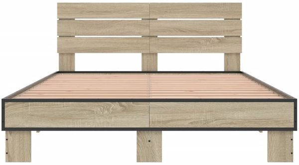 vidaXL Bettgestell Sonoma-Eiche 140x200 cm Holzwerkstoff und Metall 3280148 Bild 4