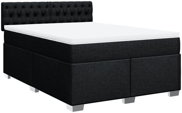 vidaXL Boxspringbett mit Matratze Schwarz 140x200 cm Stoff 3288220 Bild 3