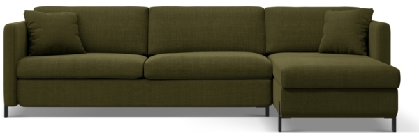 Micadoni Schlaf-Ecksofa Gloria 4-Sitzer Rechts Strukturierter Stoff Grün 205x140
