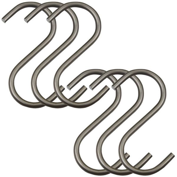 SO-TECH® S-Haken für Rundstäbe bis Ø 30 mm für Garderoben, Küchenreling uvm, (Spar-Set, 6-St), Rohstahl klar lackiert
