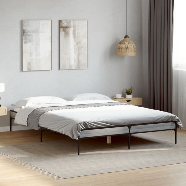 vidaXL Bettgestell Grau Sonoma 140x200 cm Holzwerkstoff und Metall 845019