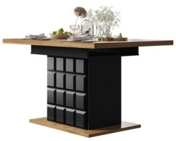 i@home Esstisch ausziehbarer Esstisch für 4-6 Personen(110-140×80cm) (1 Esstisch), platzsparender Küchentisch für Küche und Wohnzimmer, schwarz/natur Bild 6