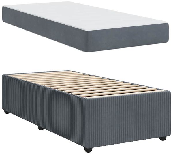 vidaXL Bettrahmen mit Matratze Dunkelgrau 90 x 200 cm Stoff 3398348 Bild 4