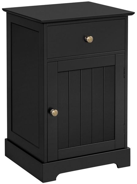Yaheetech Nachtschrank, mit 1 Schublade und verstellbarem Einlegeboden, Holz Schwarz, 40 x 35 x 60 cm