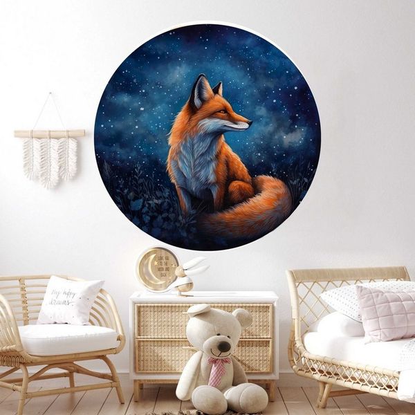 WANDKIND Wandtattoo Fuchs in der Nacht RUND V416, wieder ablösbar