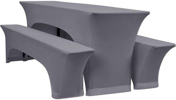 YMHPRIDE 3er-Set Elastische Biertischhussen Hellgrau 220x50x70cm 3 Packungen