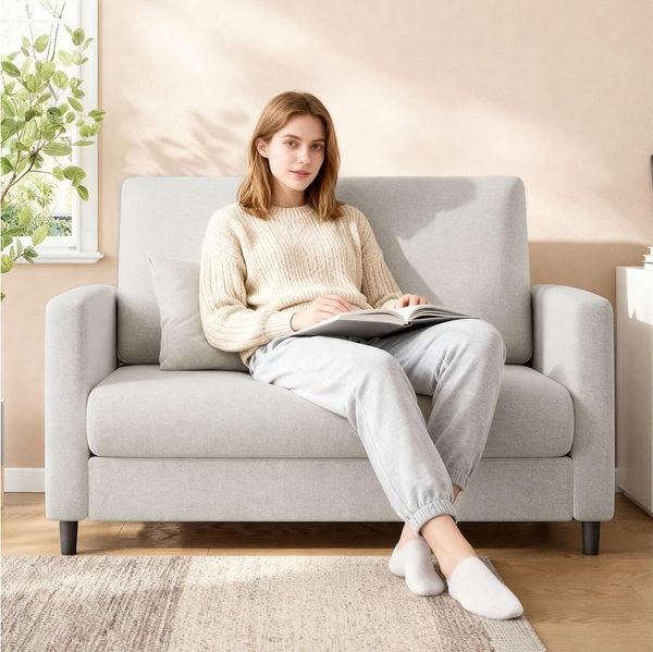GarveeMore Sofa Zweisitzer,bequemes Teddy-Sofa für kleine Räume, werkzeugloser Aufbau,Sofa fürs Schlafzimmer Wohnzimmer
