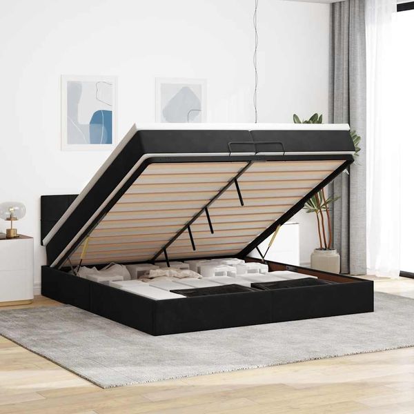 vidaXL Ottoman-Bett mit Matratze Schwarz 200x200 cm Samt 3311797