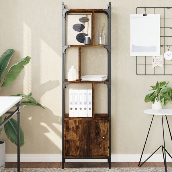 vidaXL Bücherregal mit Tür Räuchereiche 44,5x30x154,5 cm Holzwerkstoff 833355