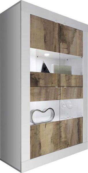 INOSIGN Vitrine Basic Höhe 162 cm, Standvitrine mit 4 Türen - Metallgriffe, Stauraumvitrine in moderner Rahmenoptik, Hochschrank, Anrichte