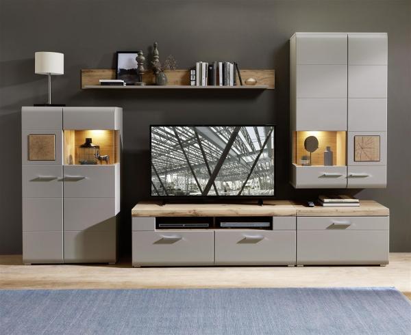 Wohnwand >Kathlin III< in Basalt - 320x205x47cm (BxHxT)