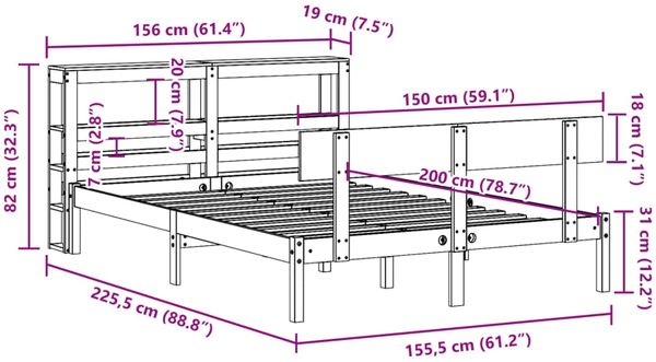 vidaXL Massivholzbett ohne Matratze 150x200 cm Kiefernholz 3305802 Bild 12