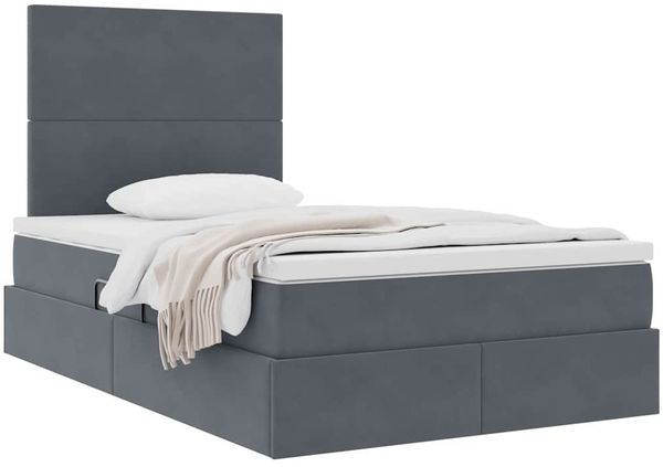 vidaXL Aufbewahrungsbett mit Matratze Dunkelgrau 120 x 200 cm Samt 3371962 Bild 3