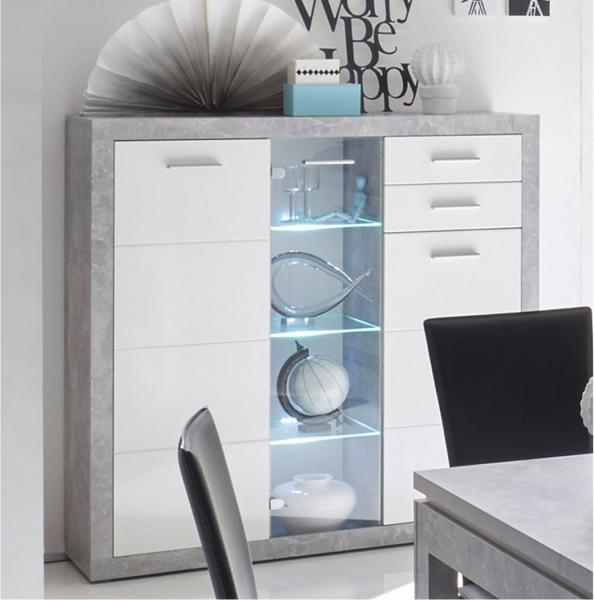 Highboard >Rio de Janeiro< in Beton aus Glas - 137x134x37cm (BxHxT)